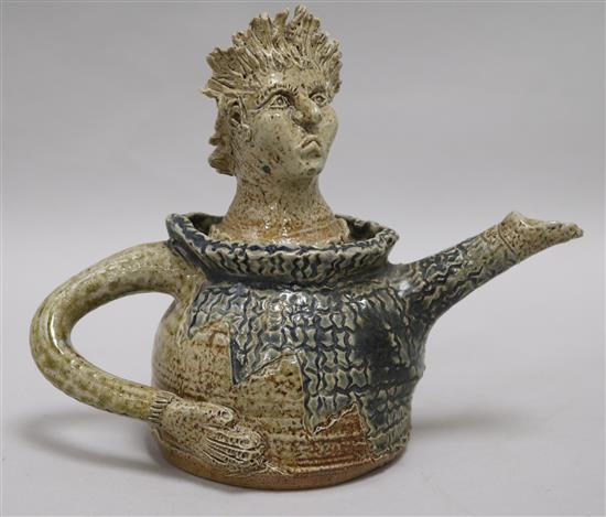 A novelty salt glaze stoneware teapot